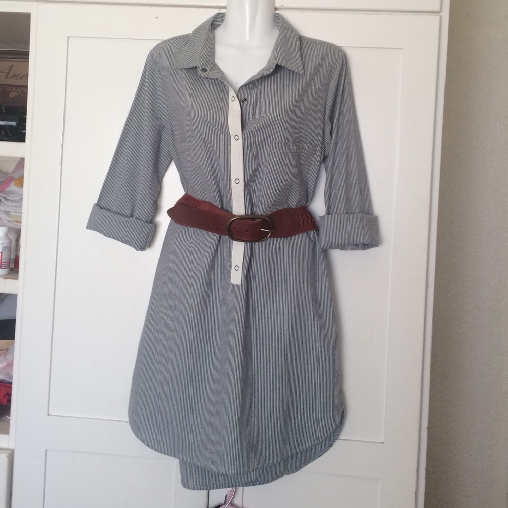{Anthro} “Porridge" Pin Striped Shirtdress